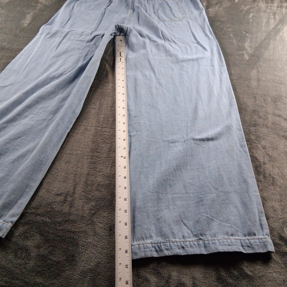 NWT Cupshe Wide Leg Pants Womens Small Light Blue Denim Drawstring Elastic Waist - Picture 7 of 8